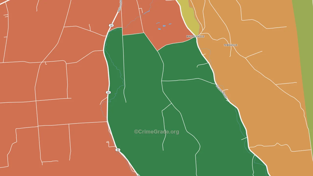Whippleville, NY Map of Theft Rates