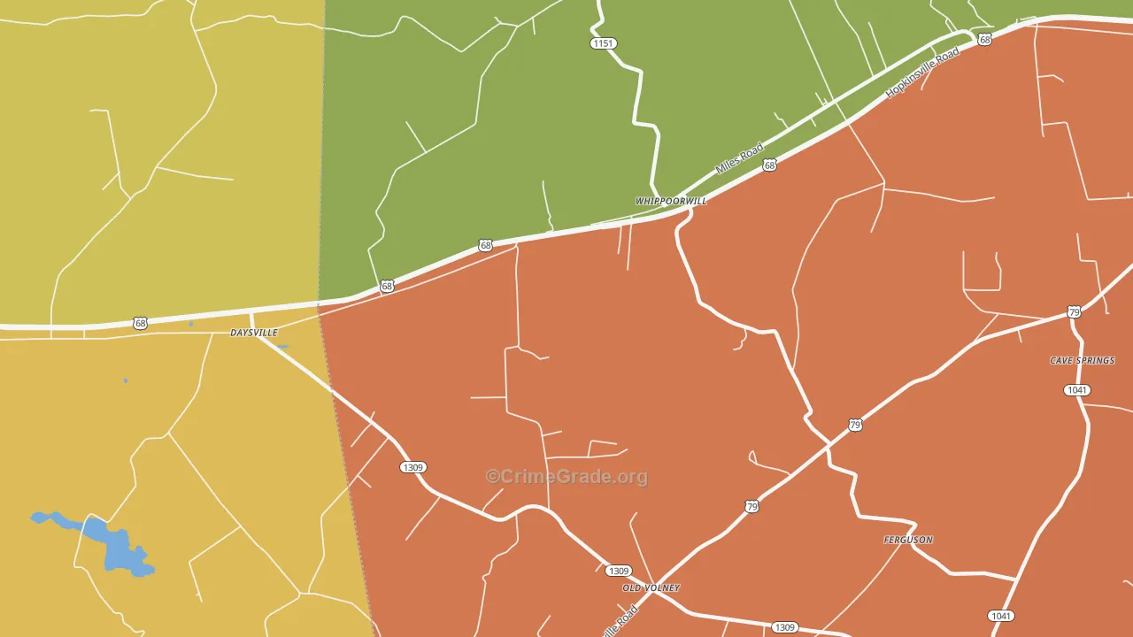 Whippoorwill, KY Map of Theft Rates