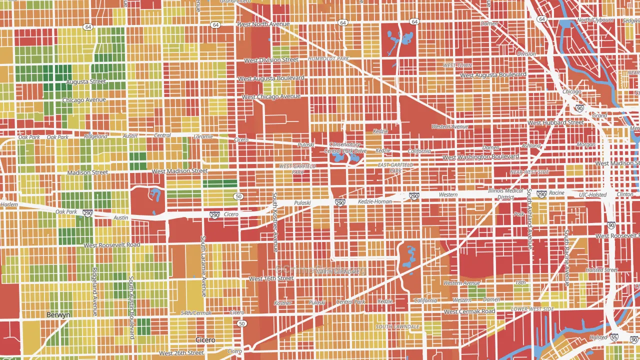 Whiskey Point, Chicago, IL Map of Theft Rates