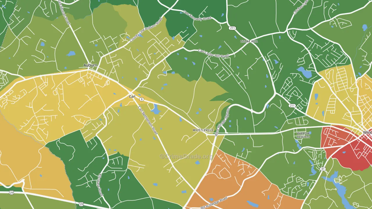 Whistleville, GA Map of Theft Rates