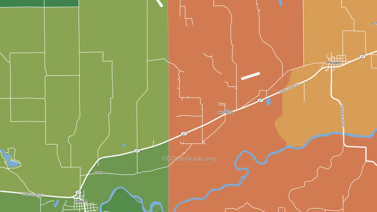 Whitaker, IN Map of Theft Rates