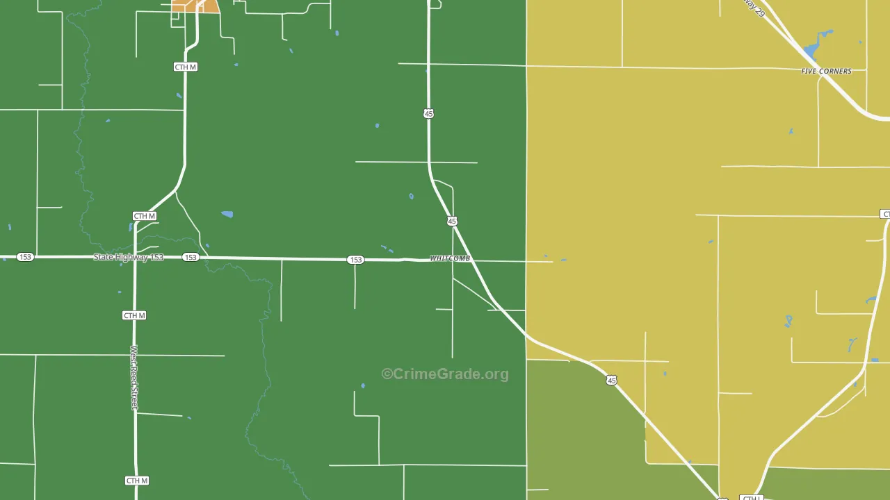 Whitcomb, WI Map of Theft Rates