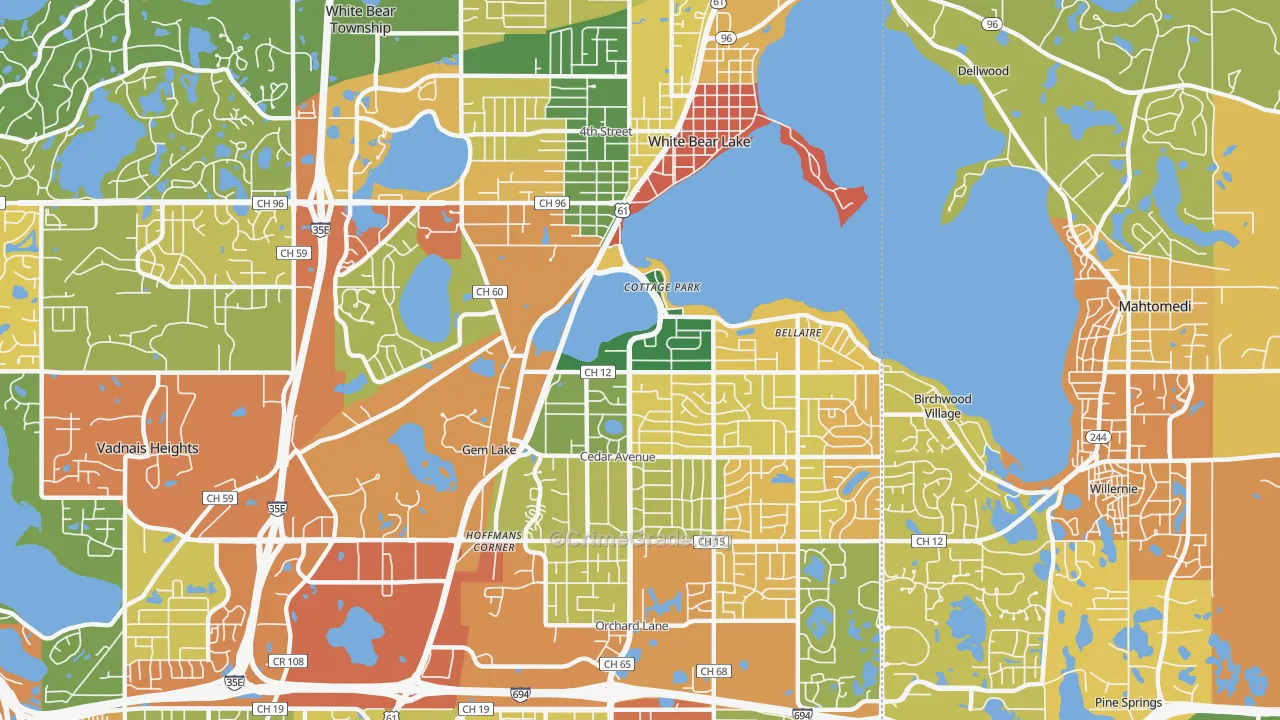 White Bear Lake, MN Map of Theft Rates