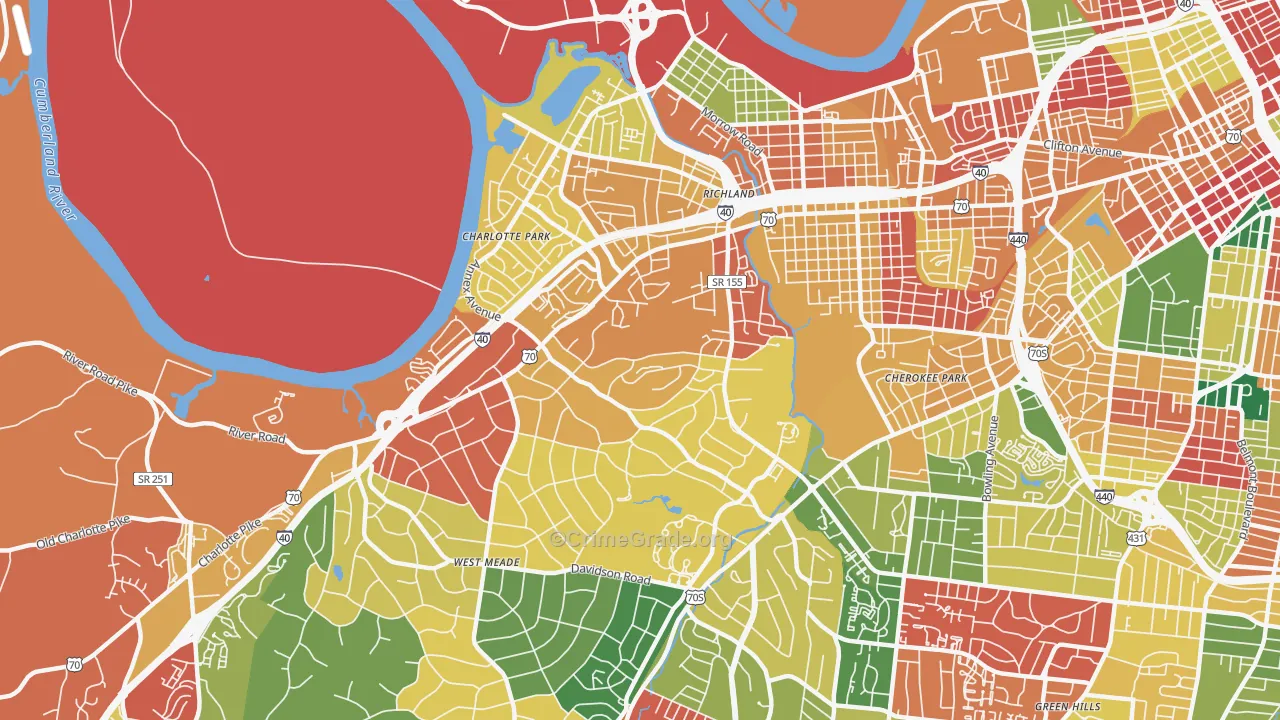 White Bridge, Nashville, TN Map of Theft Rates