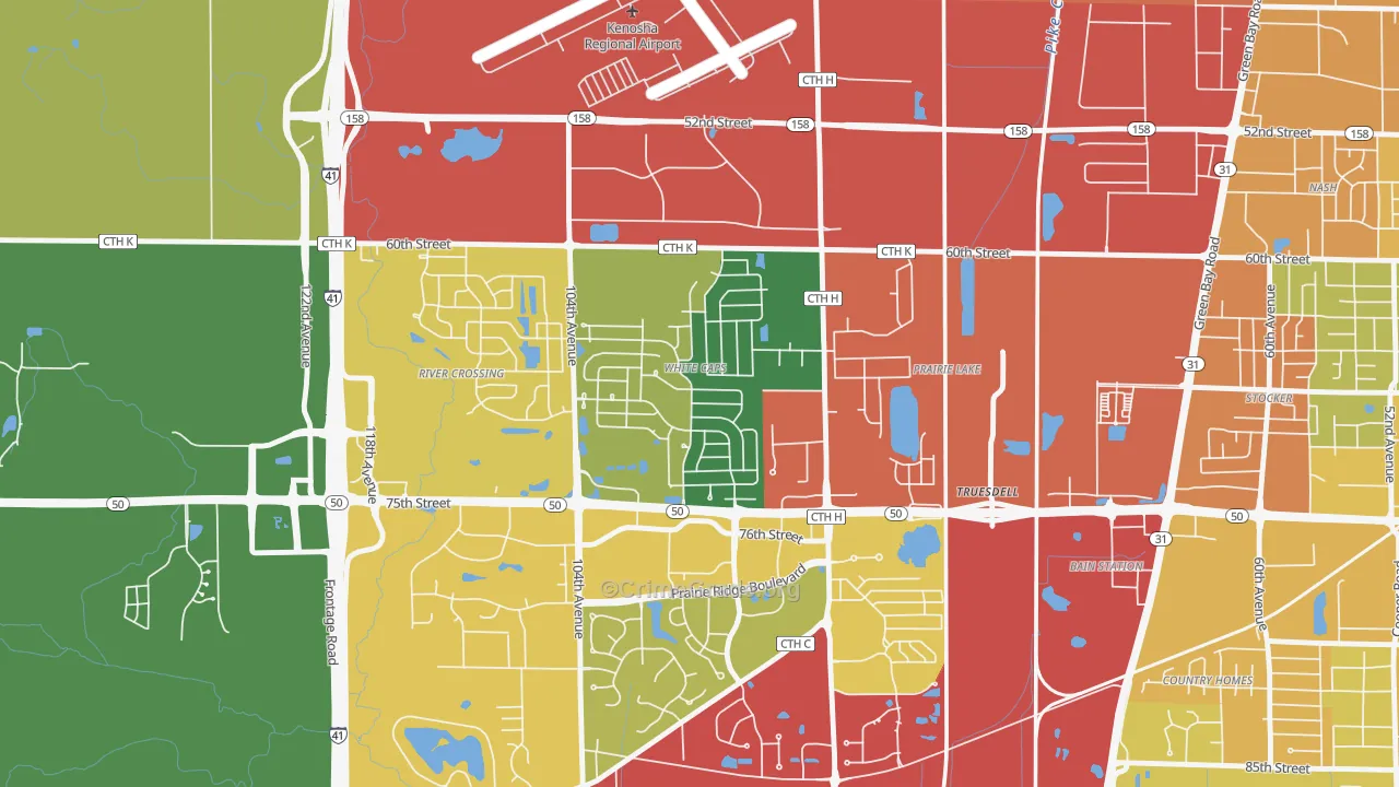 White Caps, Kenosha, WI Map of Theft Rates