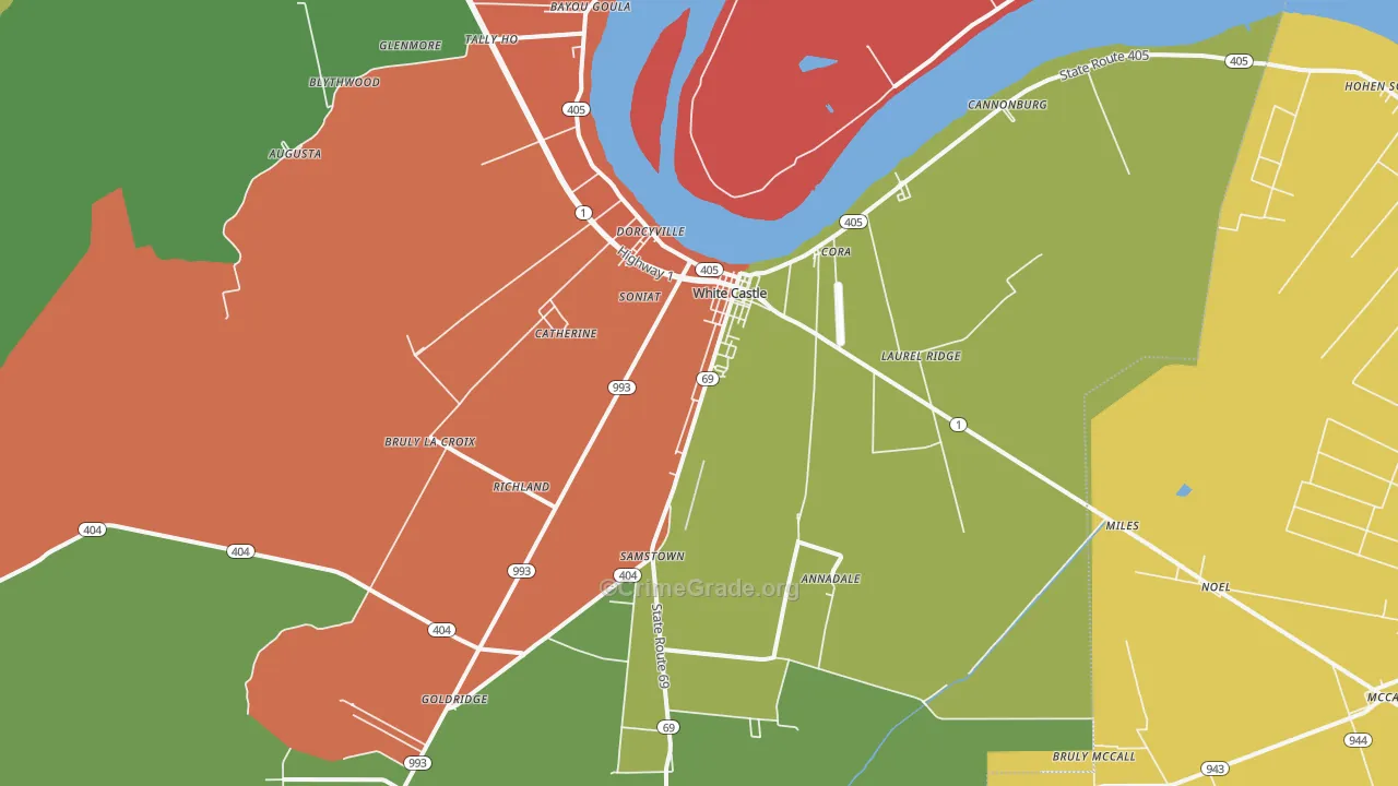 White Castle, LA Map of Theft Rates