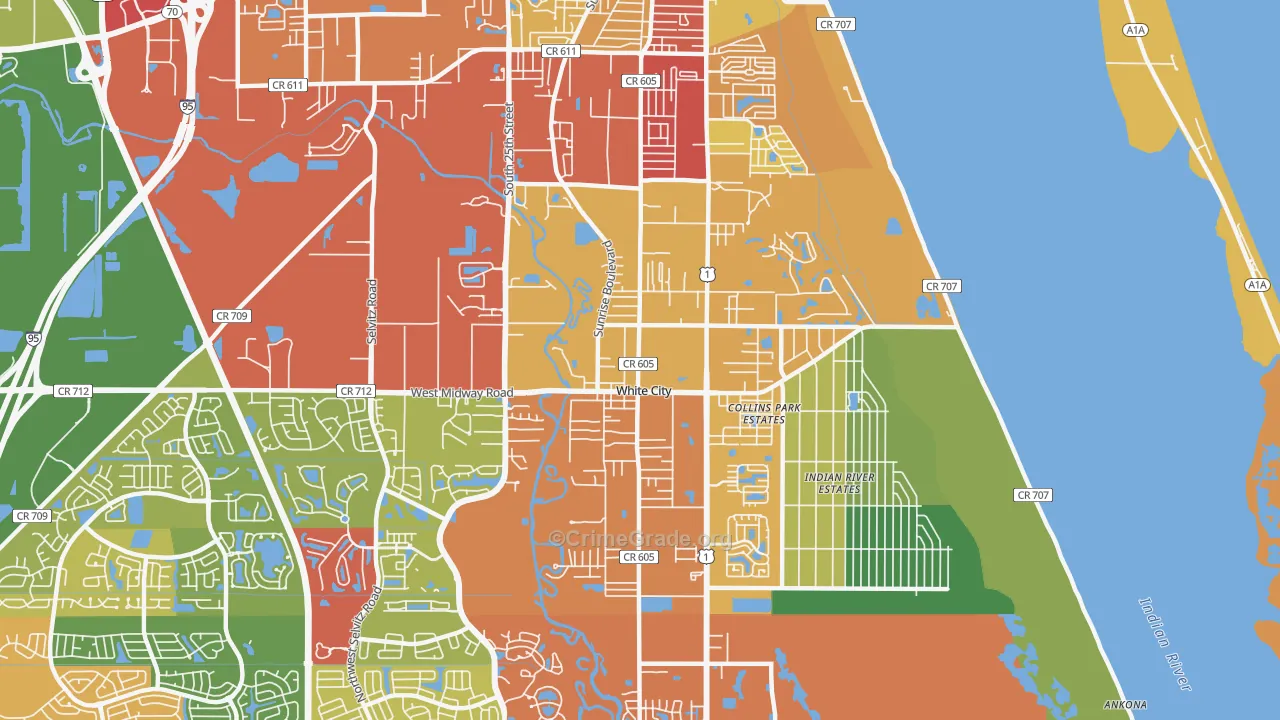 White City, Fort Pierce, FL Map of Theft Rates
