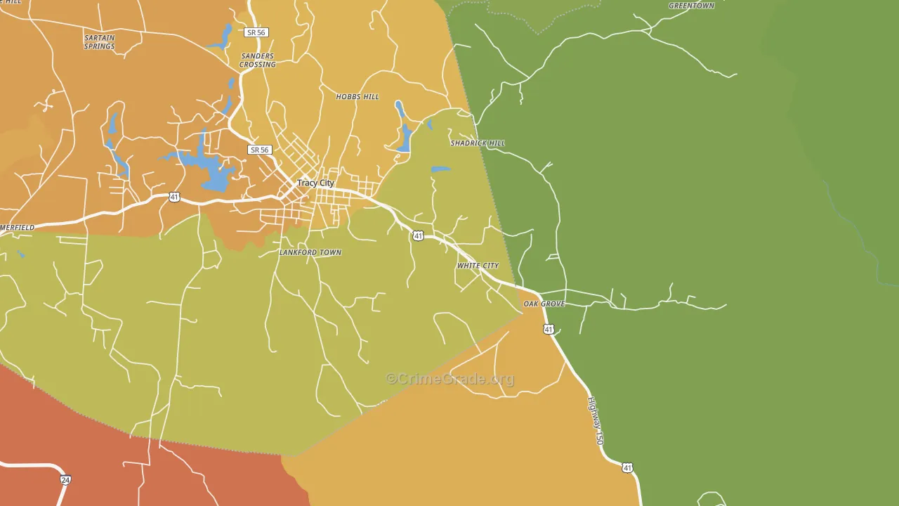 White City, TN Map of Theft Rates