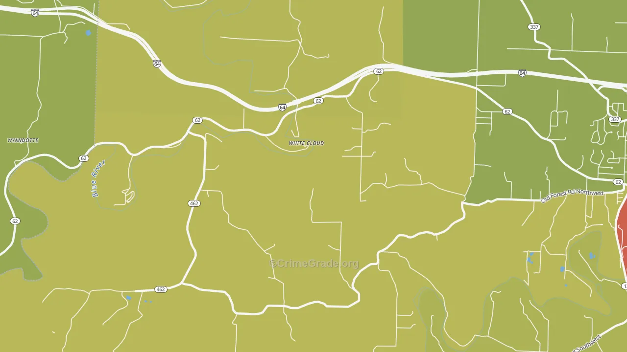 White Cloud, IN Map of Theft Rates