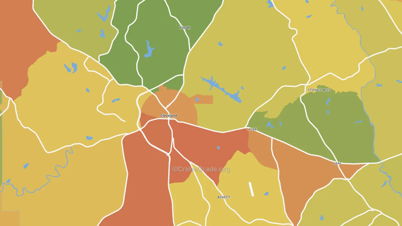 White County, GA Map of Theft Rates