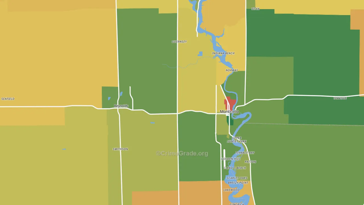 White County, IN Map of Theft Rates