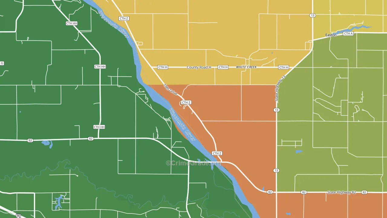 White Creek, WI Map of Theft Rates