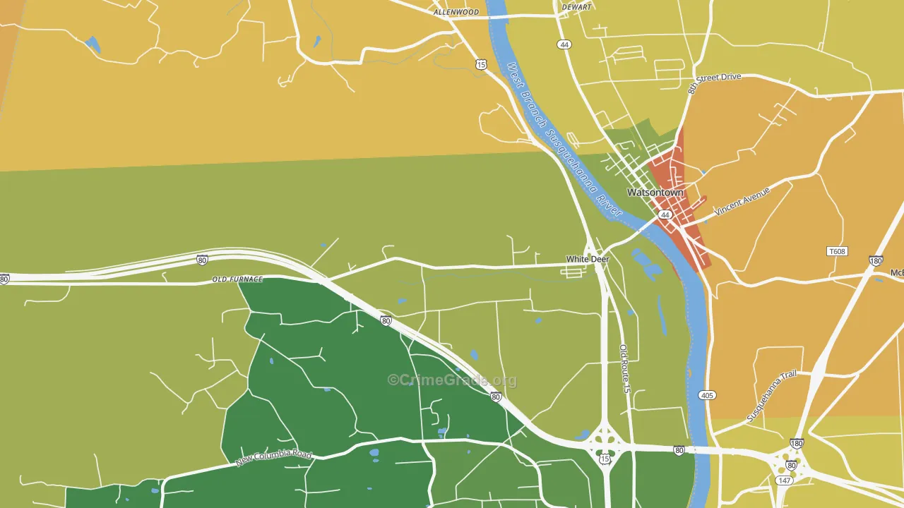 White Deer, PA Map of Theft Rates