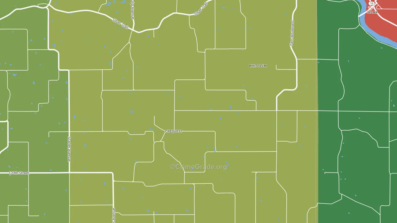White Elm, IA Map of Theft Rates