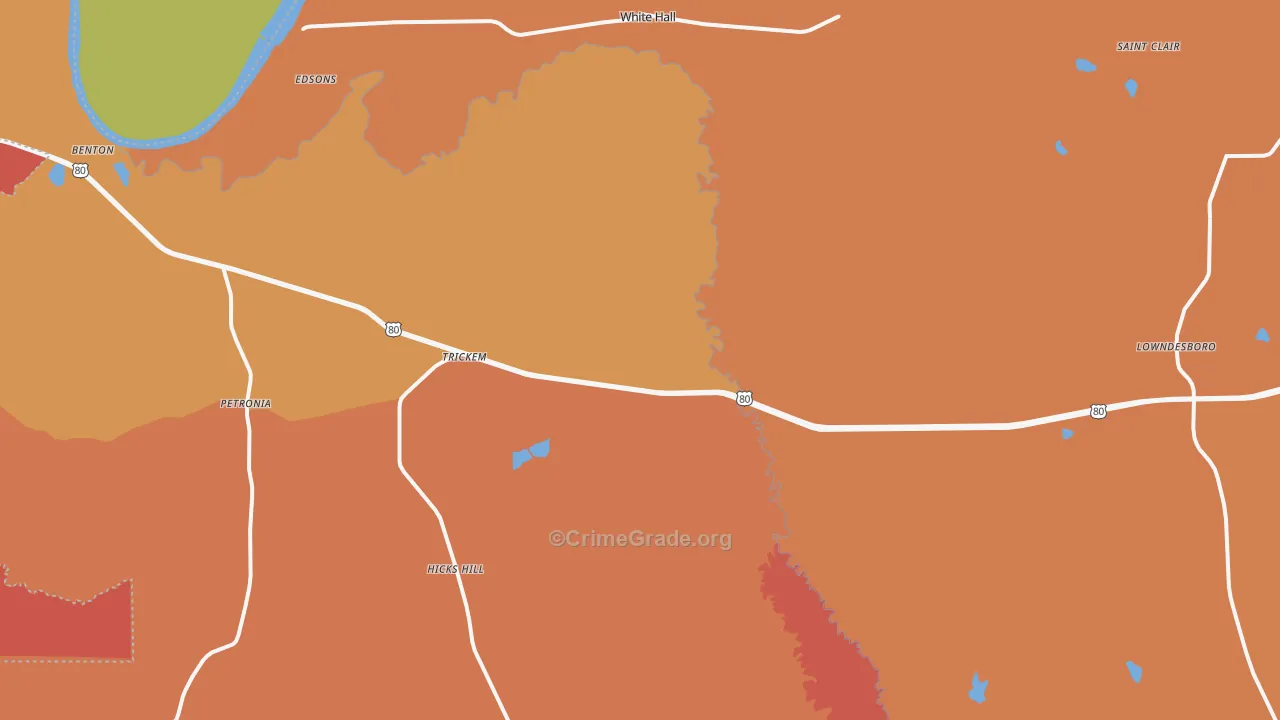 White Hall, AL Map of Theft Rates