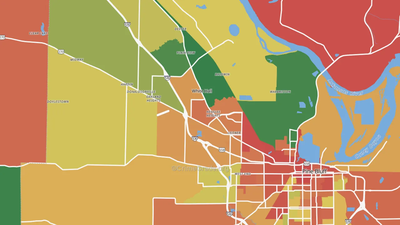 White Hall, AR Map of Theft Rates