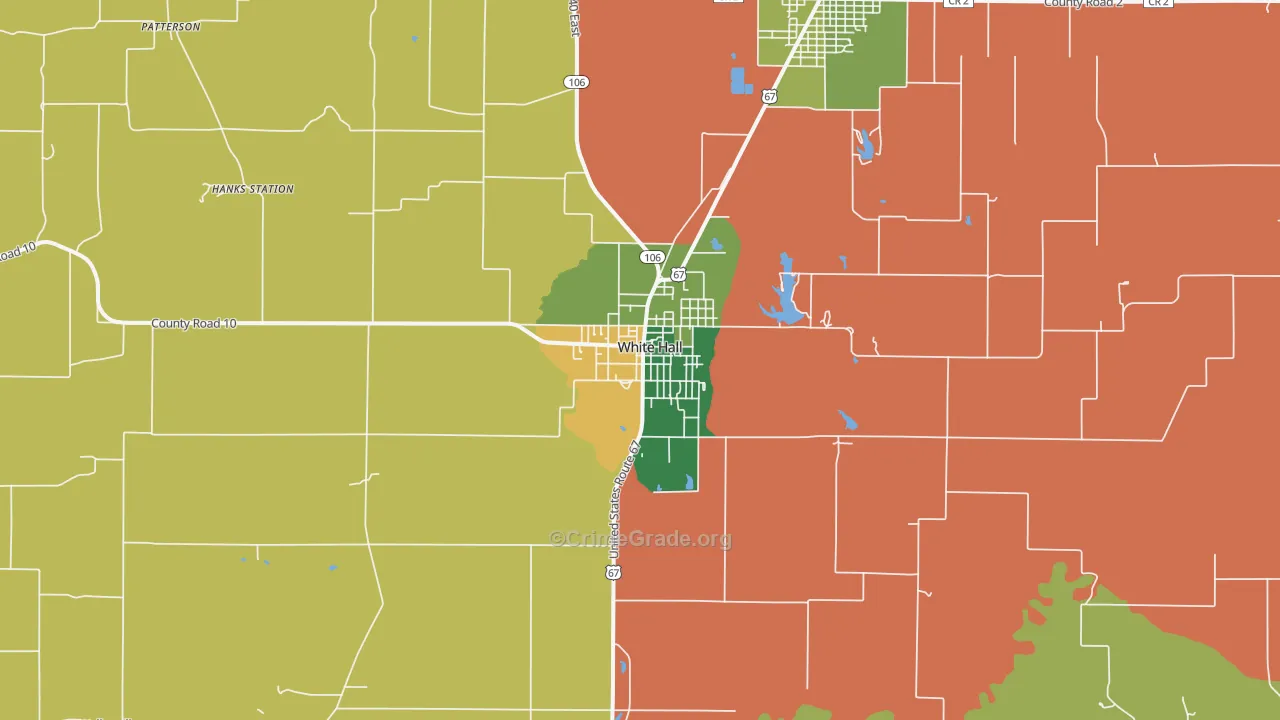 White Hall, IL Map of Theft Rates
