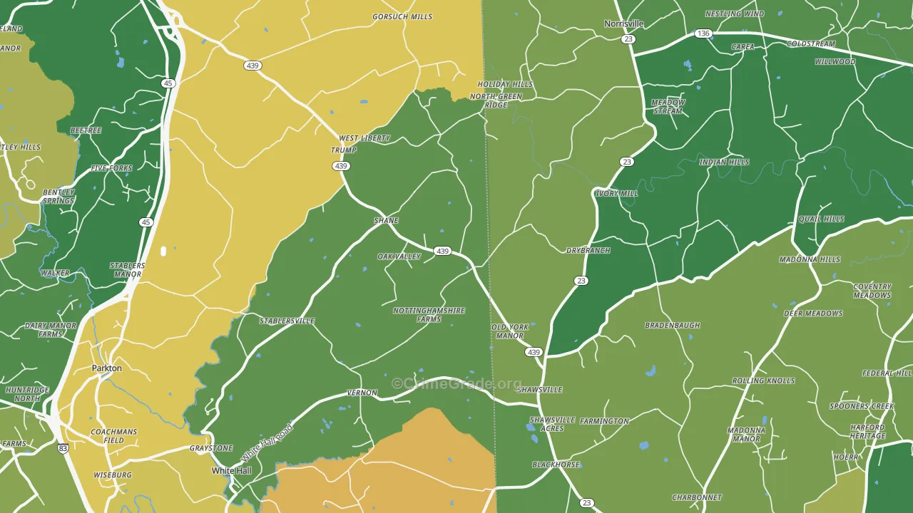 White Hall, MD Map of Theft Rates
