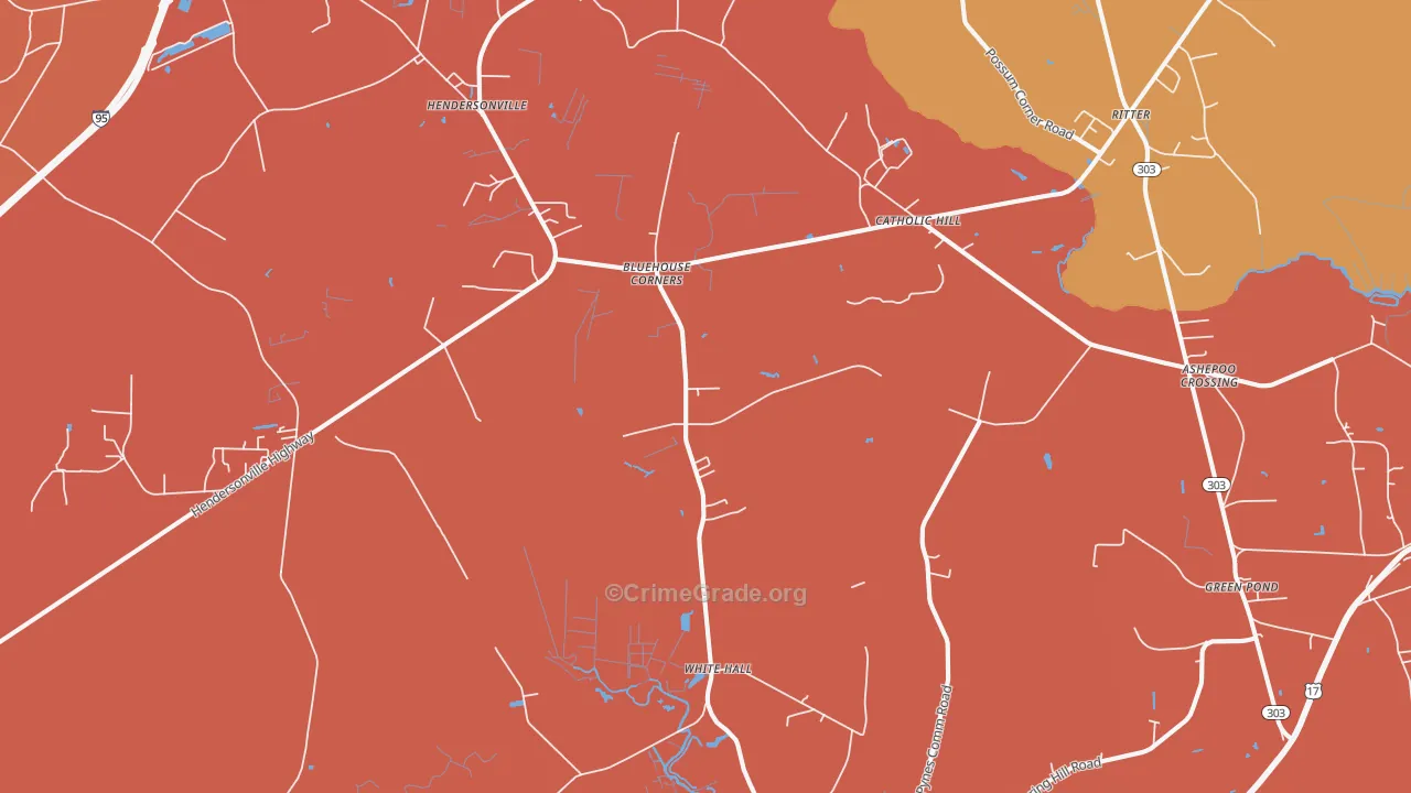 White Hall, SC Map of Theft Rates