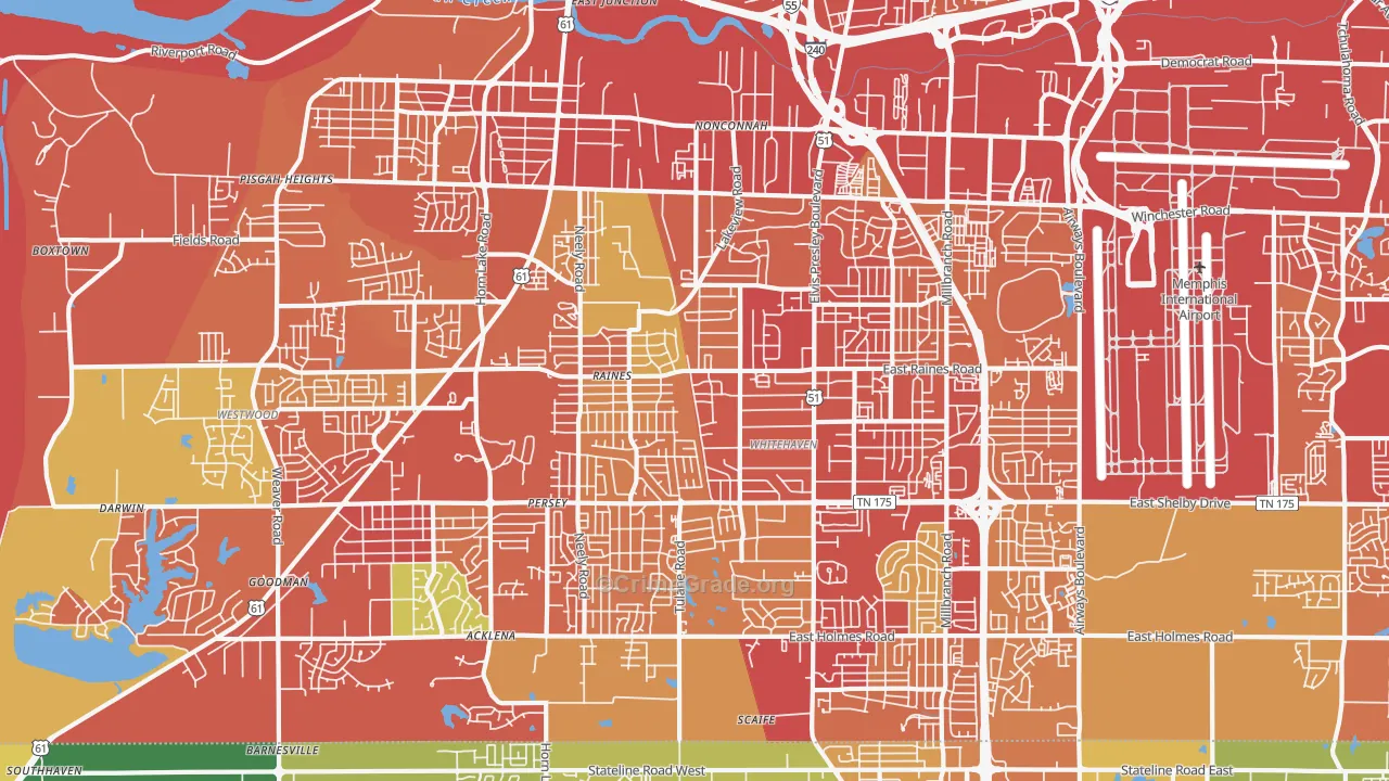 White Haven-Coro Lake, Memphis, TN Map of Theft Rates