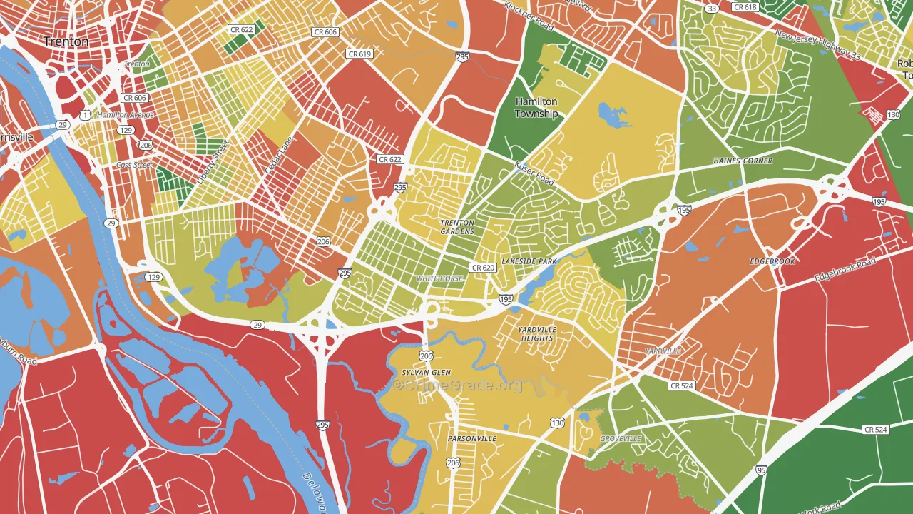 White Horse, NJ Map of Theft Rates