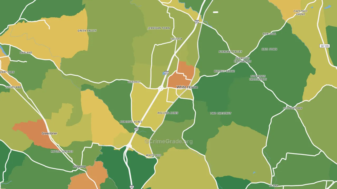 White House, TN Map of Theft Rates