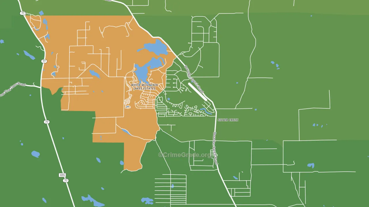 White Mountain Lake, AZ Map of Theft Rates