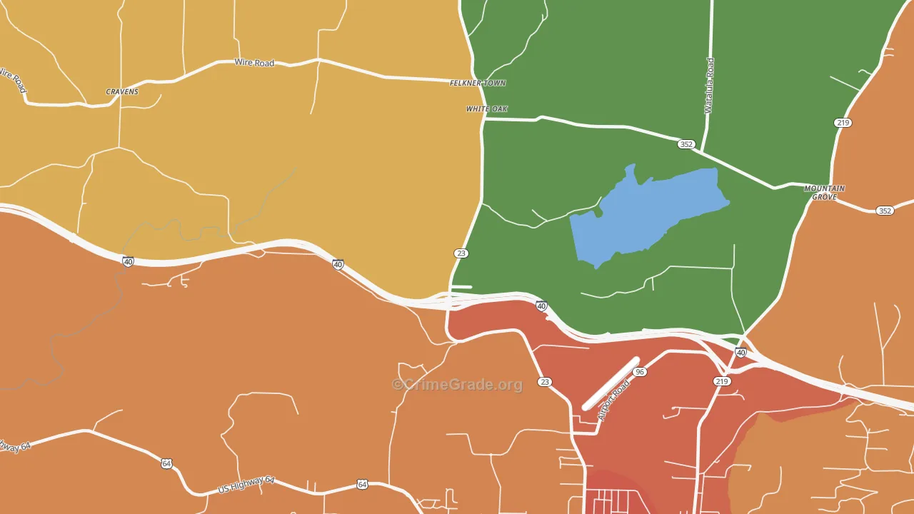 White Oak, AR Map of Theft Rates