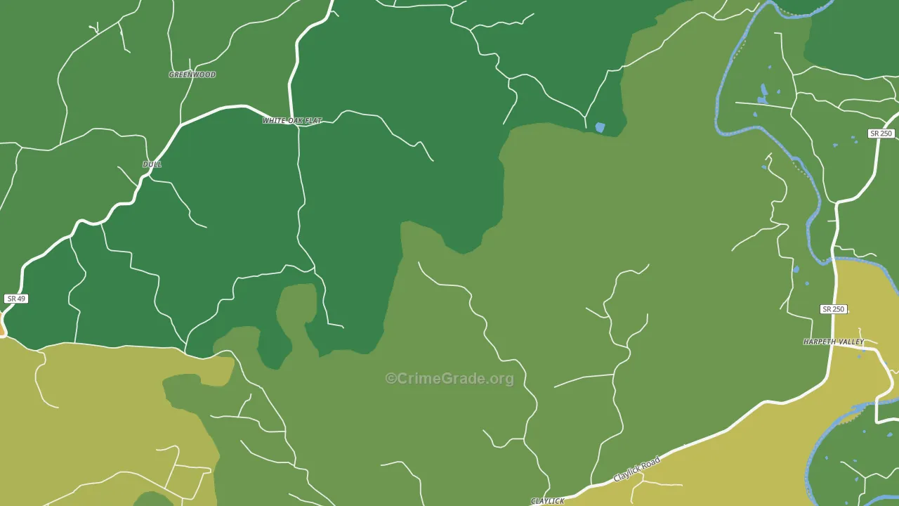 White Oak Flat, TN Map of Theft Rates