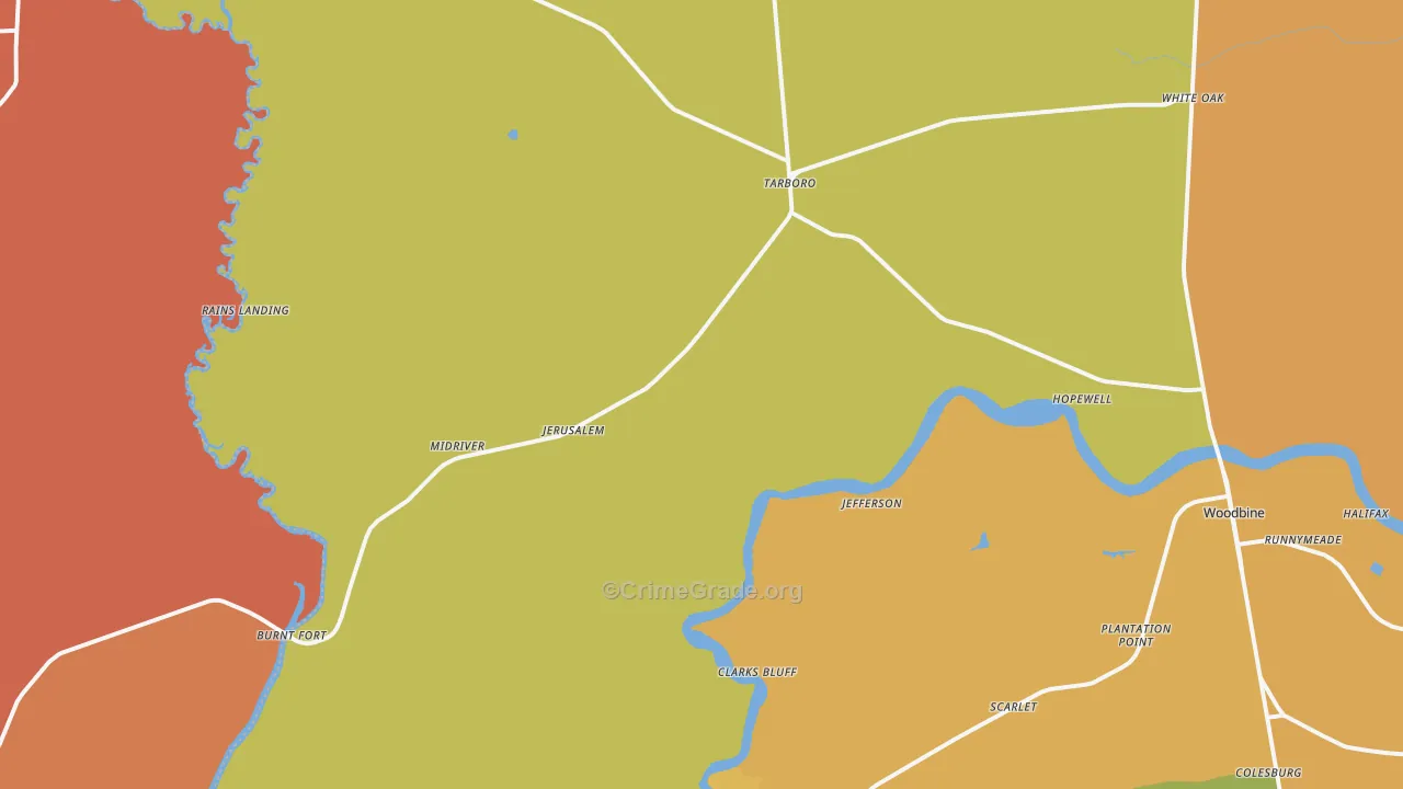 White Oak, GA Map of Theft Rates
