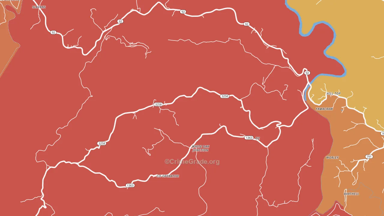 White Oak Junction, KY Map of Theft Rates