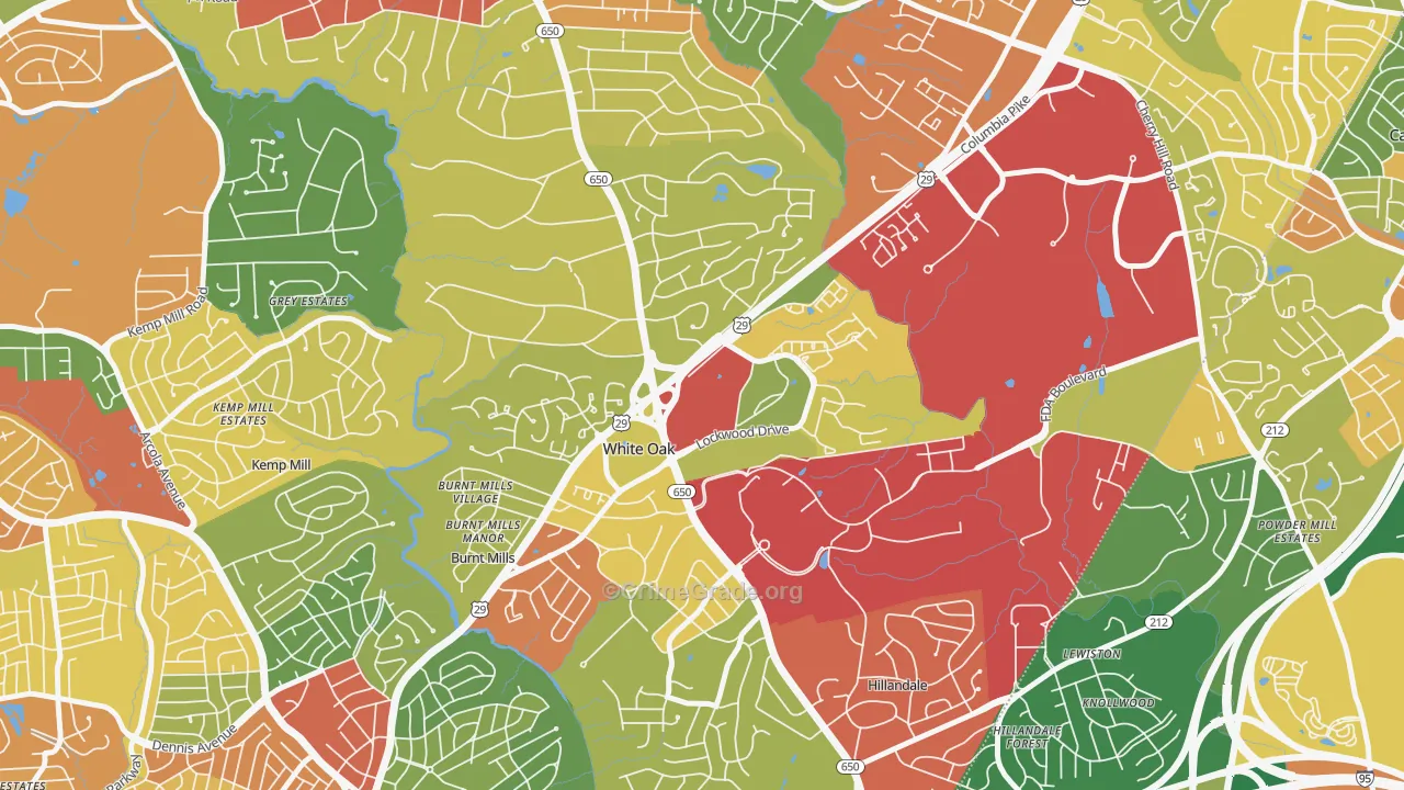 White Oak, MD Map of Theft Rates