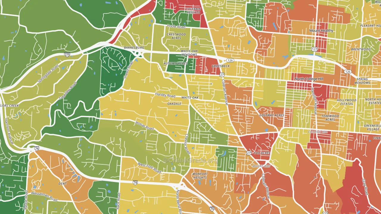 White Oak, OH Map of Theft Rates