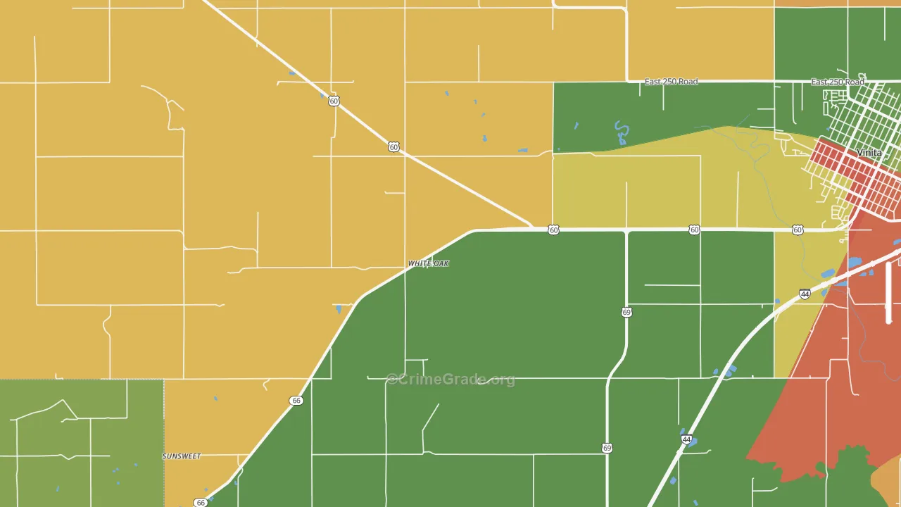 White Oak, OK Map of Theft Rates