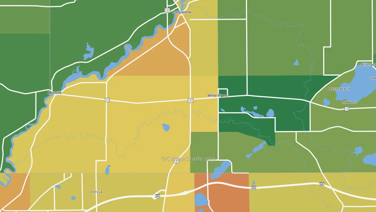 White Pigeon, MI Map of Theft Rates