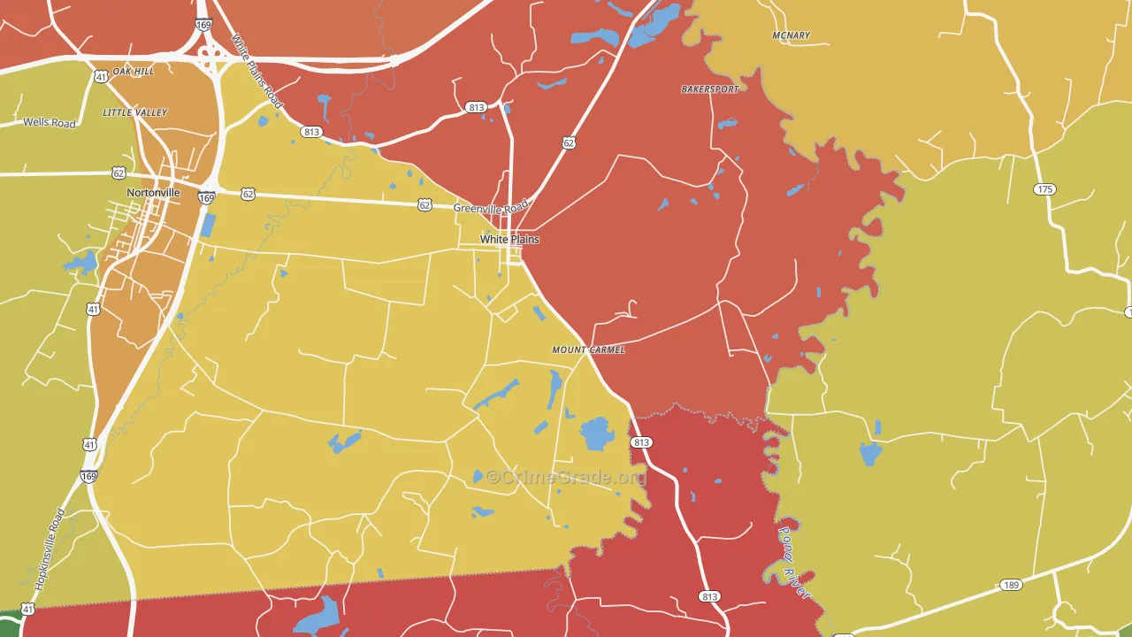 White Plains, KY Map of Theft Rates