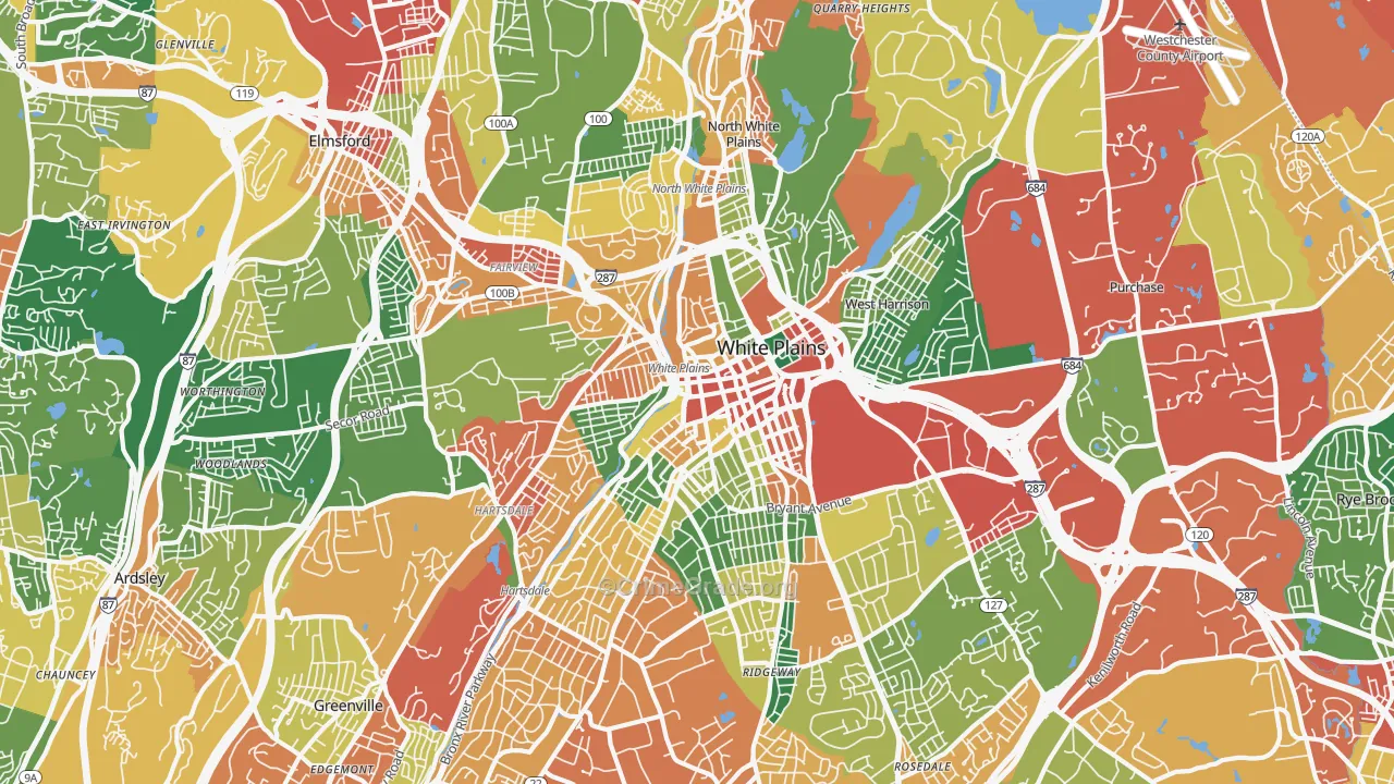White Plains, NY Map of Theft Rates