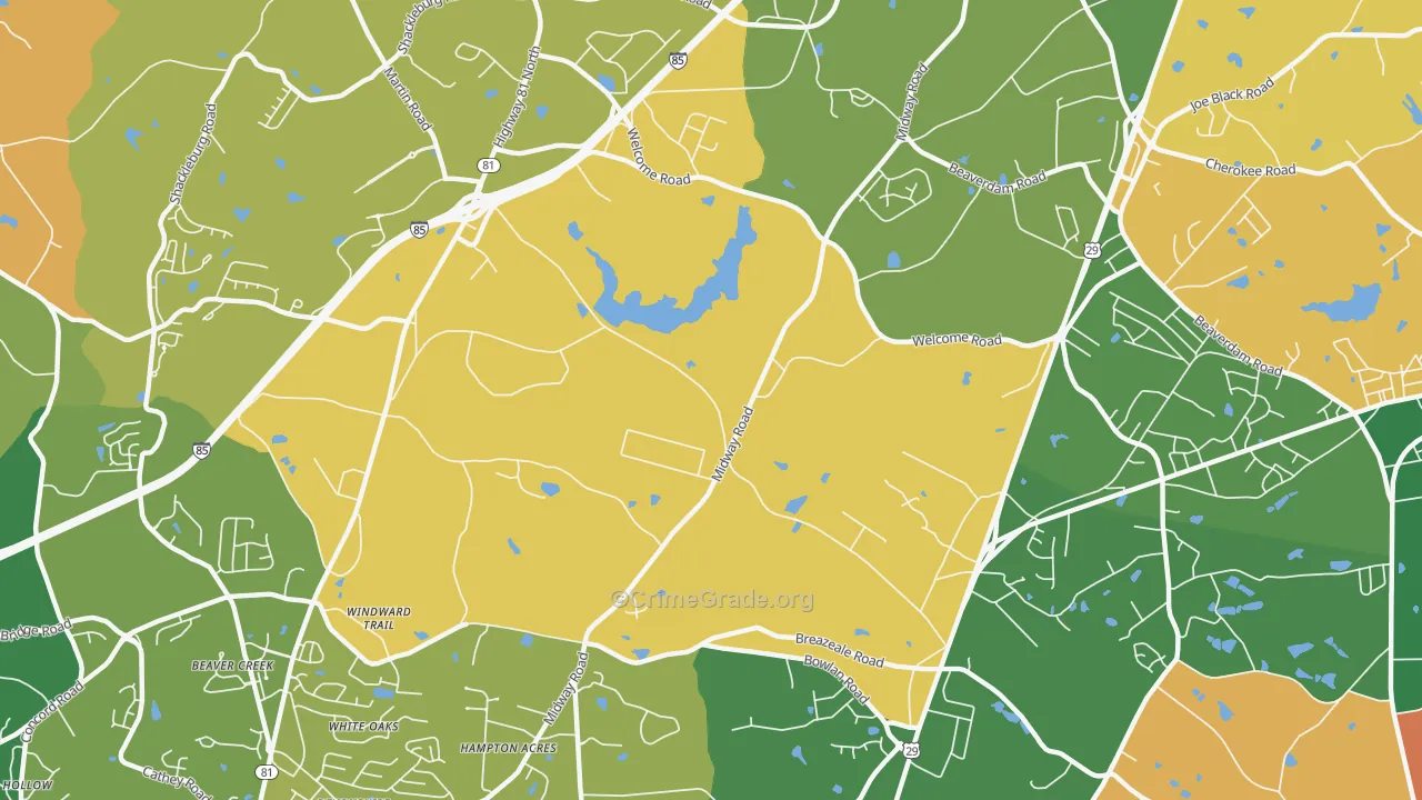 White Plains, SC Map of Theft Rates