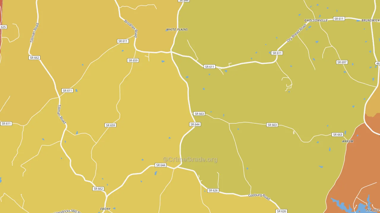 White Plains, VA Map of Theft Rates