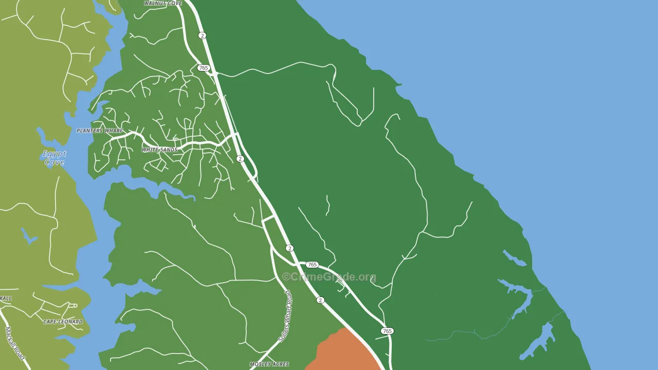White Sands, MD Map of Theft Rates