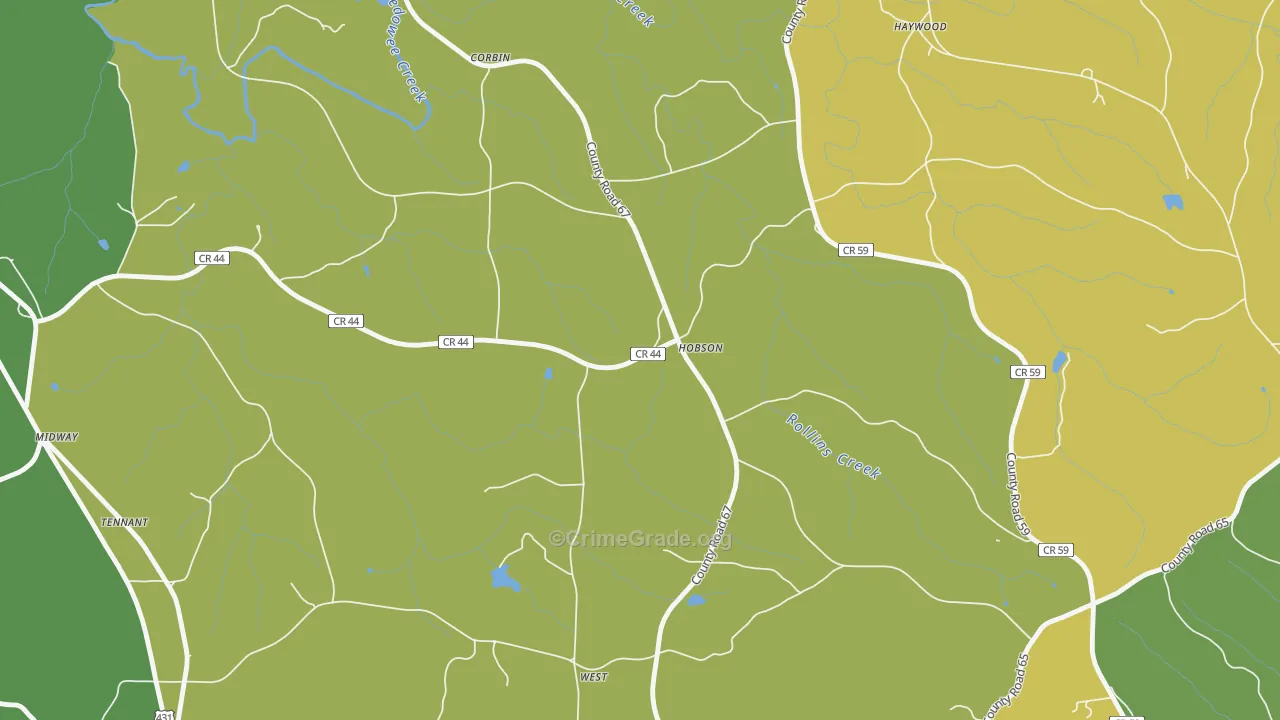 White Signboard Crossroad, AL Map of Theft Rates