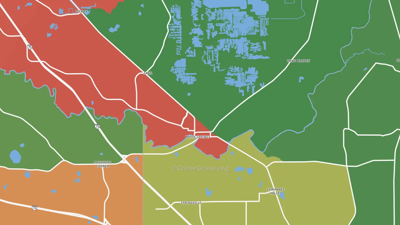 White Springs, FL Map of Theft Rates