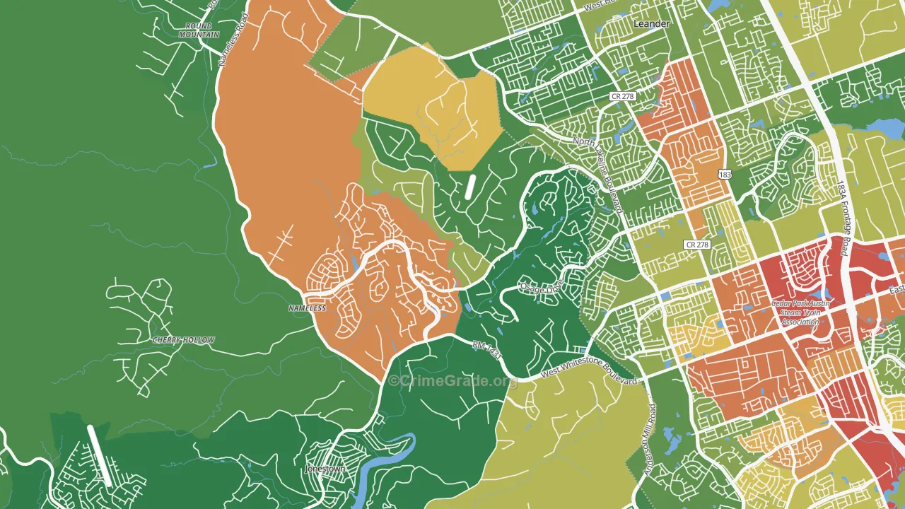 White Stone, TX Map of Theft Rates