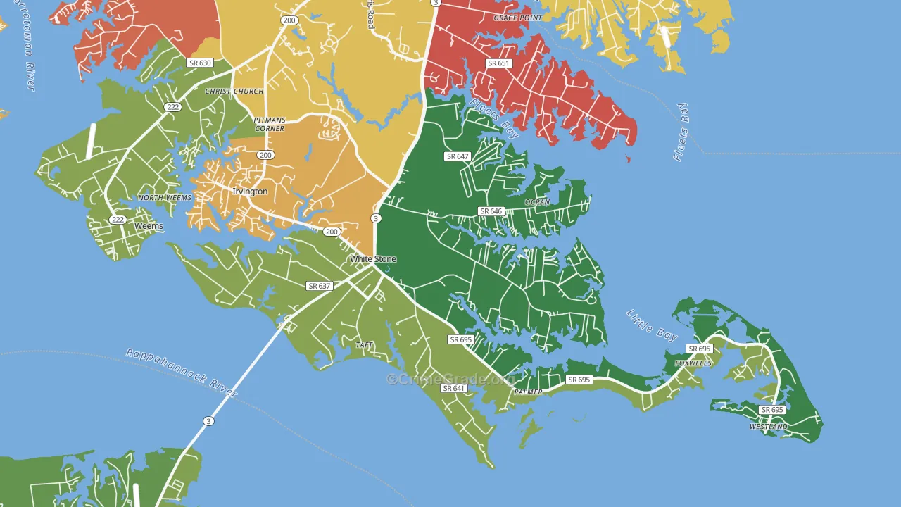 White Stone, VA Map of Theft Rates