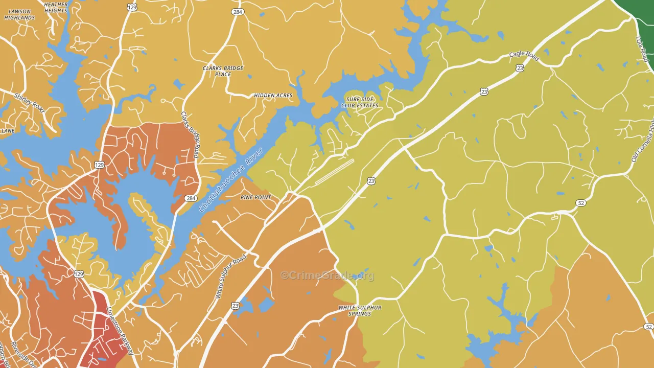 White Sulphur, GA Map of Theft Rates