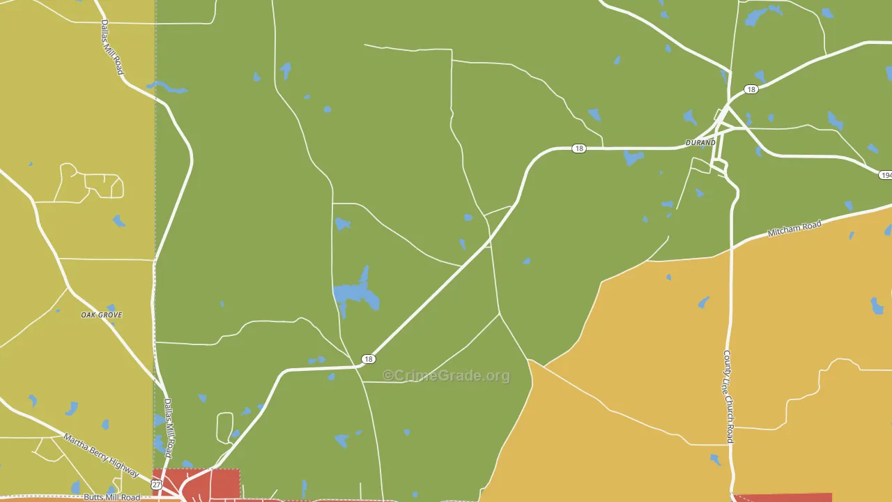 White Sulphur Springs, GA Map of Theft Rates