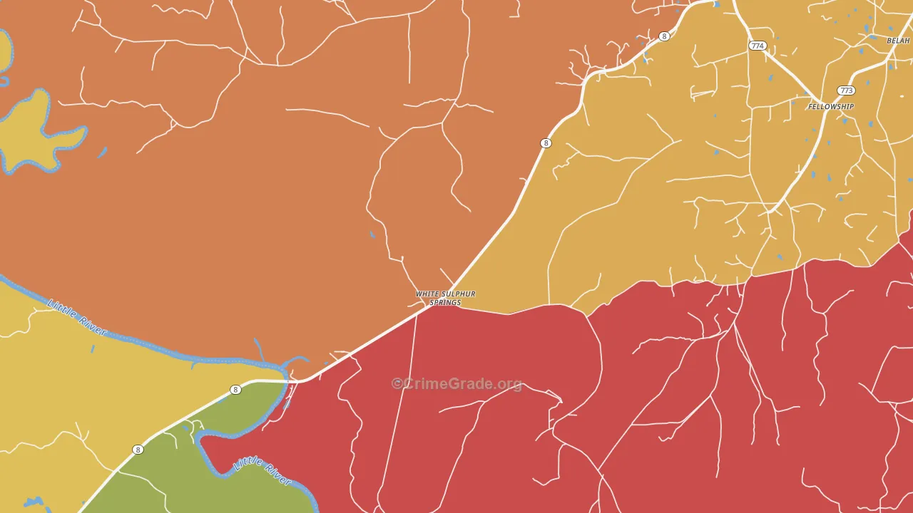 White Sulphur Springs, LA Map of Theft Rates