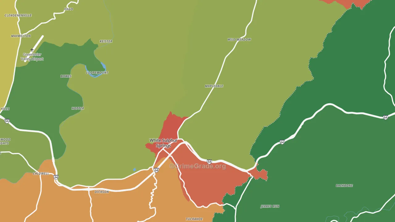 White Sulphur Springs, WV Map of Theft Rates