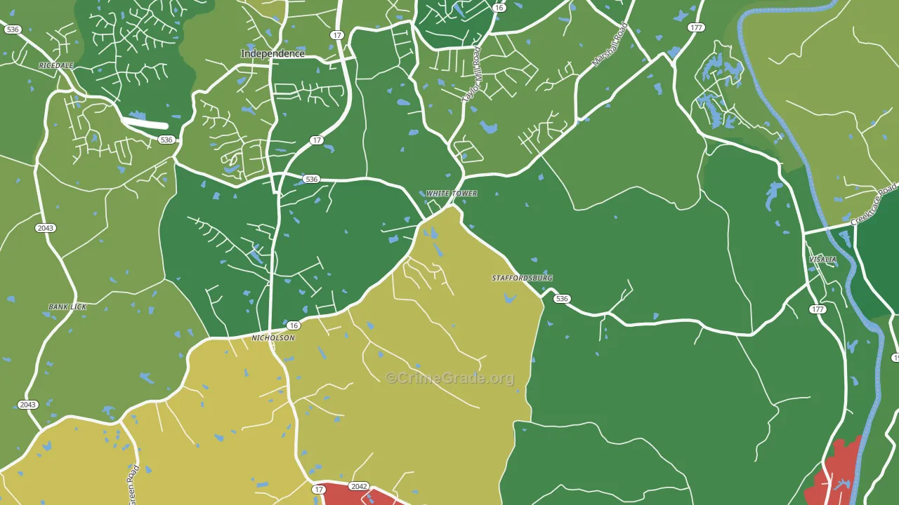 White Tower, KY Map of Theft Rates