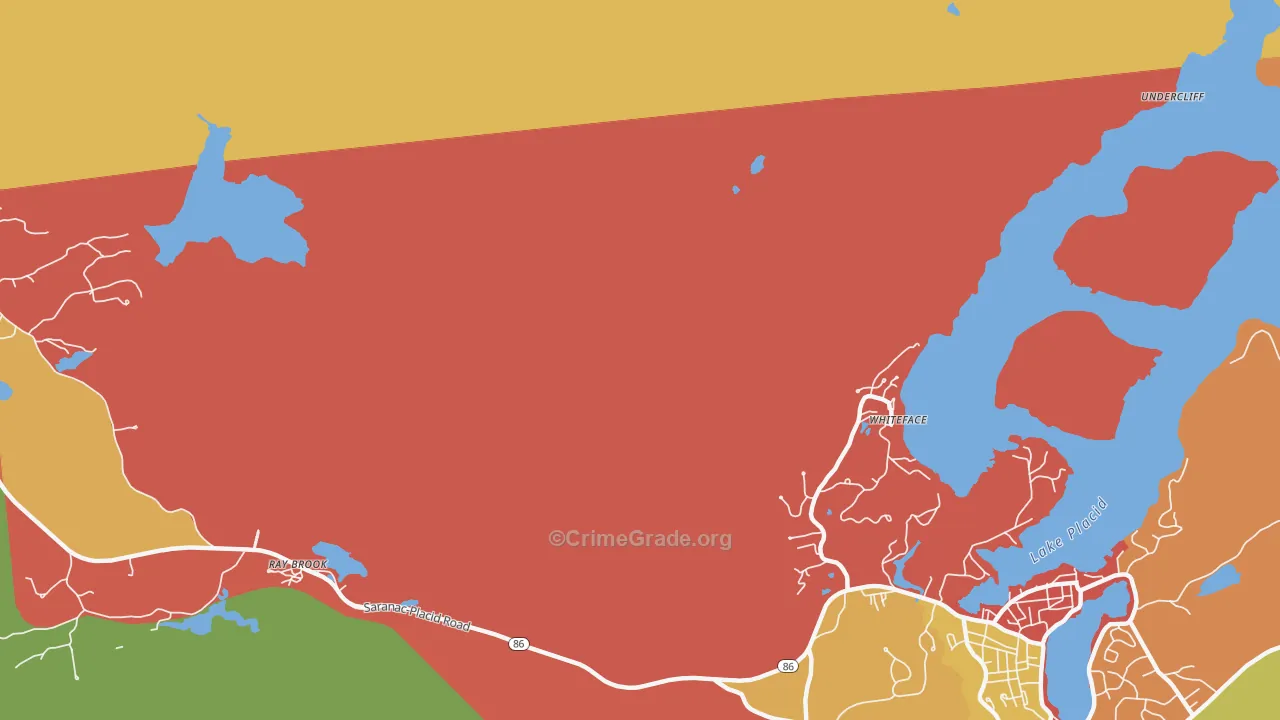 Whiteface, NY Map of Theft Rates